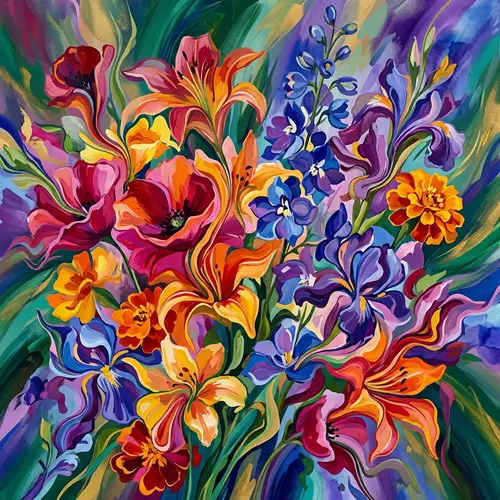 Abstract Floral Art: Dynamic & Vibrant Designs