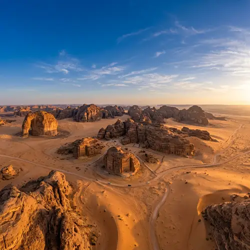 Aerial View of Al Ula, Saudi Arabia Desert Landscapes
