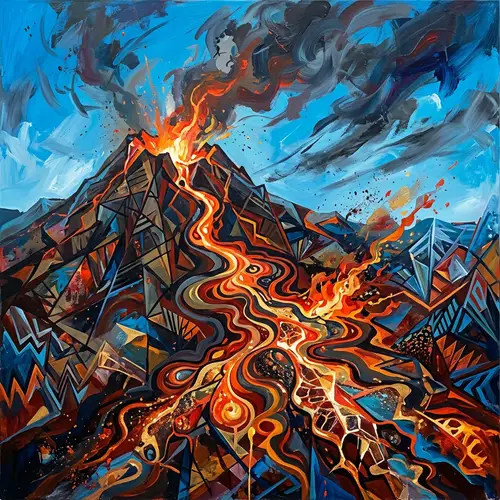 Abstract Volcanic Eruption Art