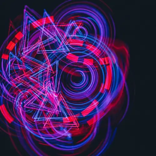 Abstract Migraine Aura Art: Swirling Lights & Geometric Shapes