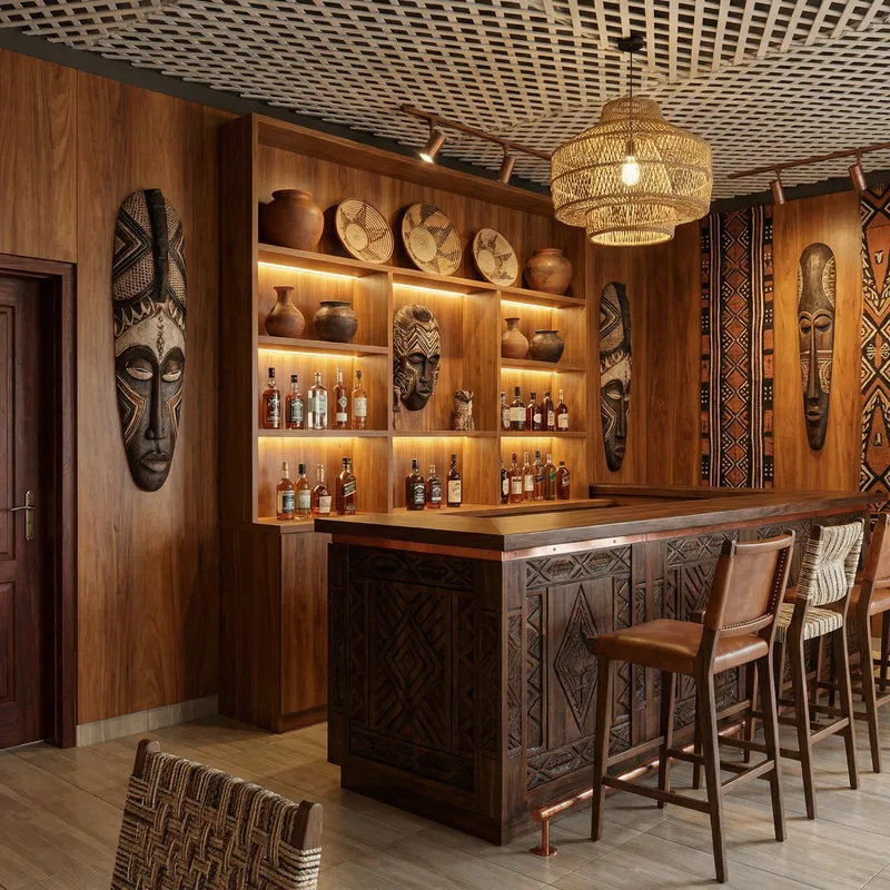 Modern African-Inspired Cocktail Area Design