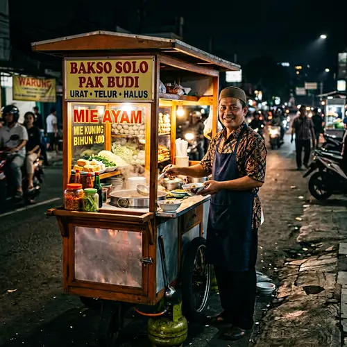 Nighttime Delight: Indonesian Bakso Vendor