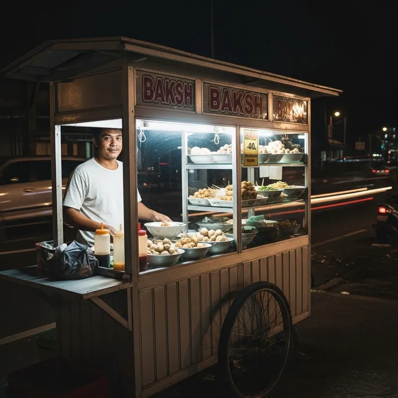 Nighttime Delight: Indonesian Bakso Vendor