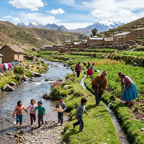 Hopeful Bolivian Community by a Clean River