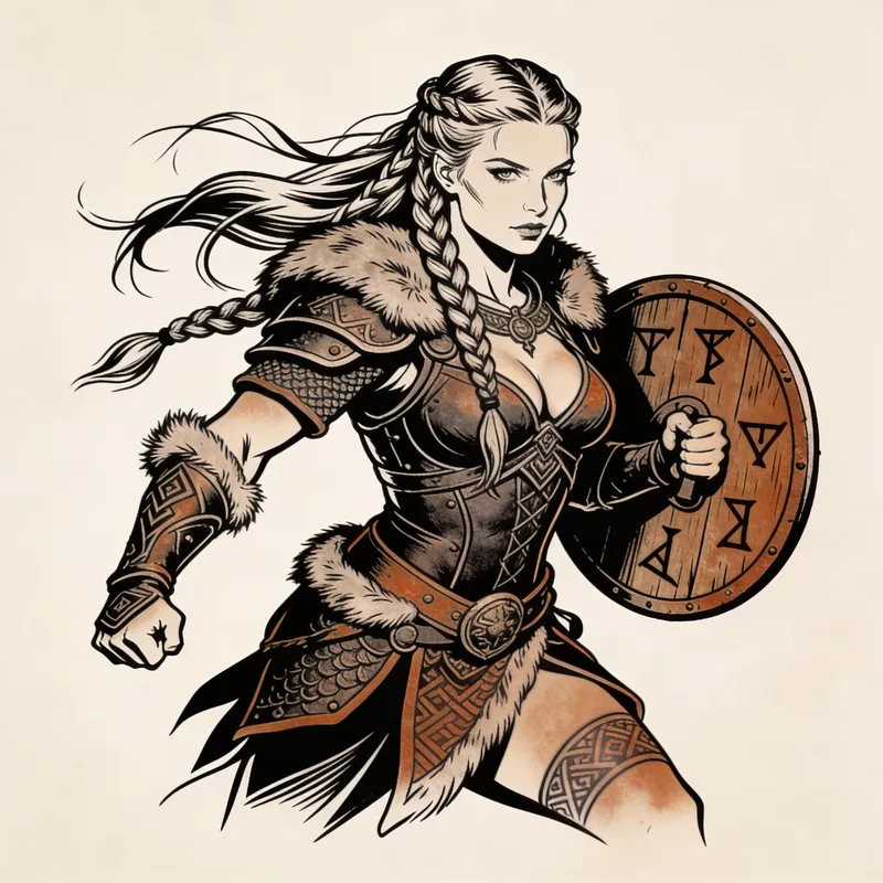 Nordic Valkyrie Forearm Tattoo Design