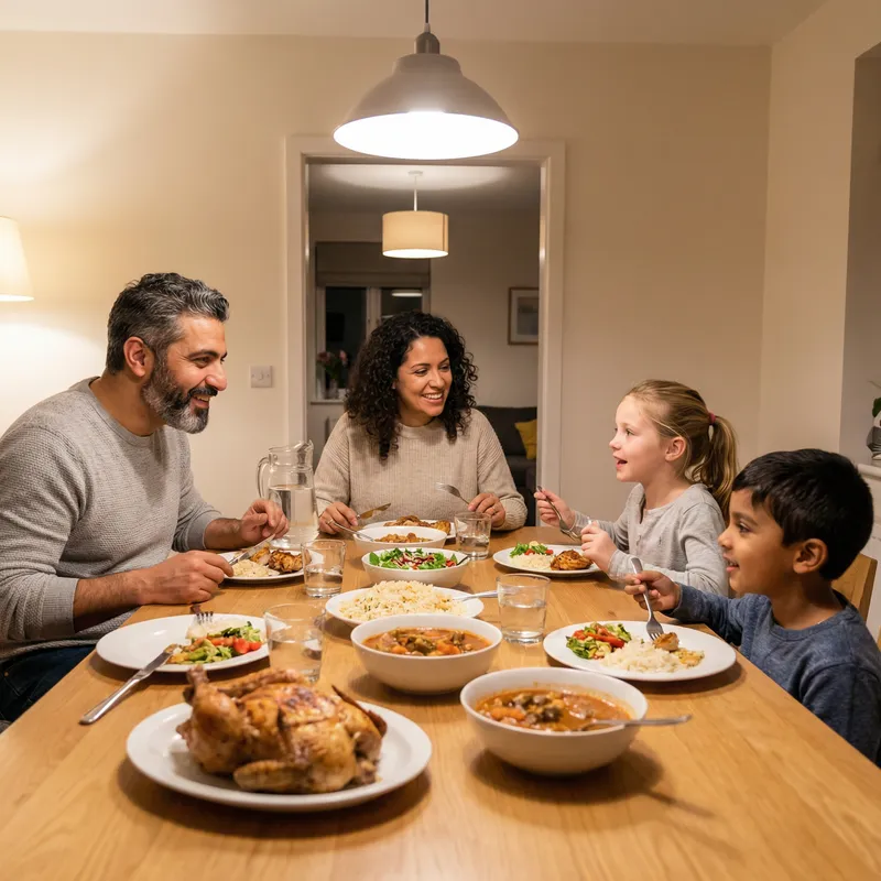 Diverse Family Dinner: Heartwarming Meal with Kids