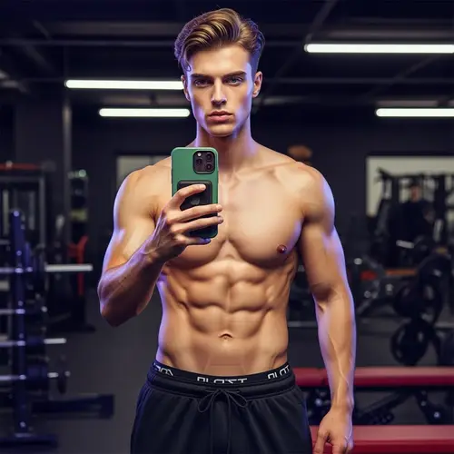 Handsome Fitness Model with iPhone 16 Pro Max