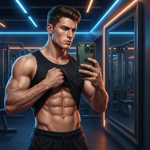 Handsome Fitness Model with iPhone 16 Pro Max