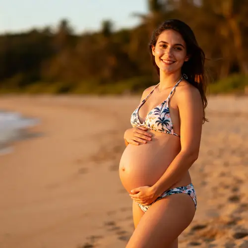 Cute Pregnant Girl in Bikini with Hot Body