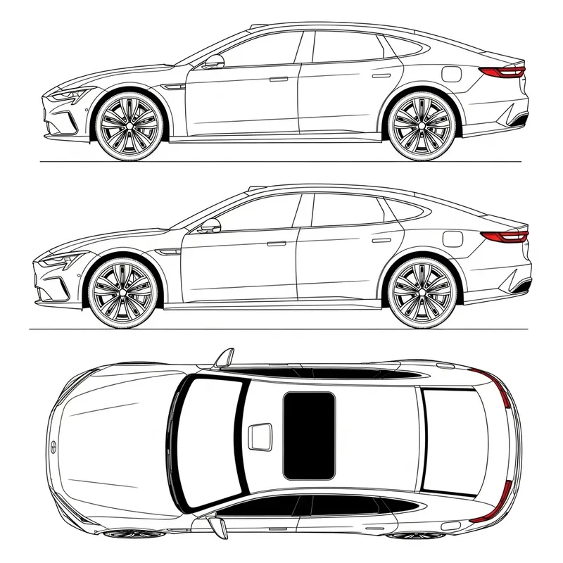 Luxury Electric Sedan Blueprint - Detailed Designs