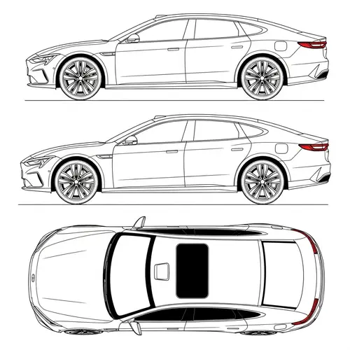 Luxury Electric Sedan Blueprint - Detailed Designs