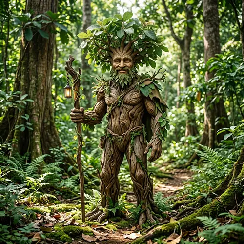 Humanized Teak Tree Illustration