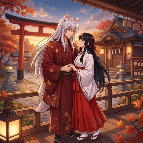 Inuyasha and Kikyo Couple | Anime Styled Cat Ears Character