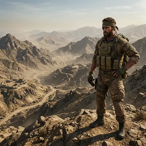 Arid Mountainous Landscape Resembling Afghanistan from Video Game