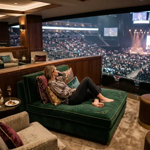 Provocative Lounge Pose in VIP Arena Setting