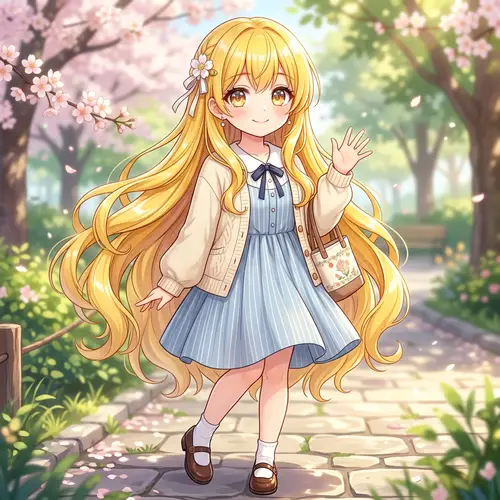 Radiant Yellow Hair Anime Girl | Friendly and Adorable Character
