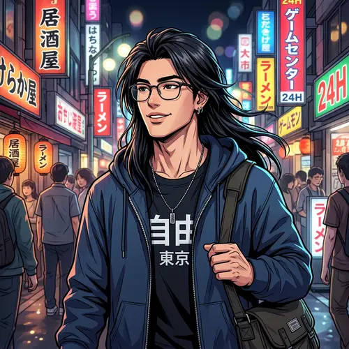 Anime Style East Asian Man Illustration