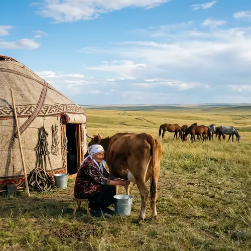 Kazakh Yurt in the Steppe: Serenity & Tradition