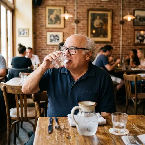 Danny DeVito Enjoying Water - Refreshing Moment