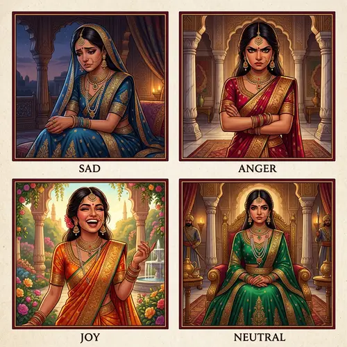 South Asian Princess Emotions: Sad, Angry, Happy, Emotionless