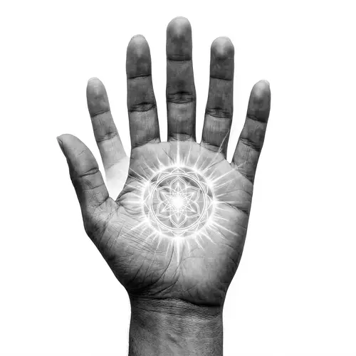 Black and White Hand Chakra Art