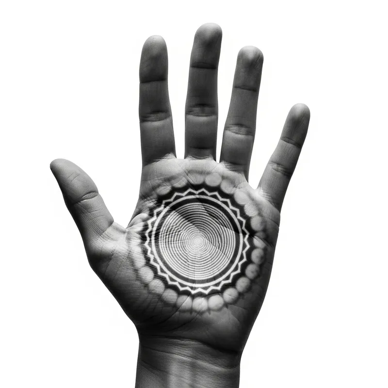 Black and White Hand Chakra Art