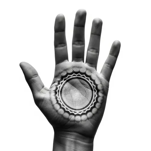 Black and White Hand Chakra Art