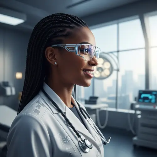 Futuristic Female Doctor with Advanced Glasses