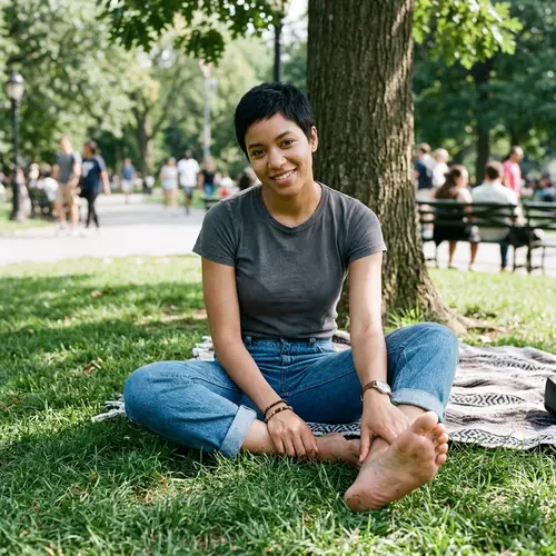 Stylish Woman Showcasing Her Soles