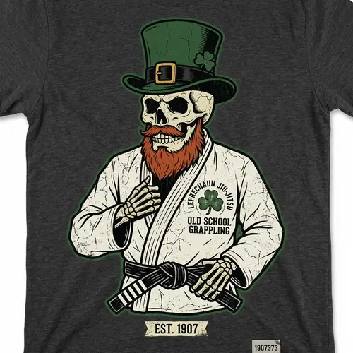 Jiu Jitsu Leprechaun Skull Art