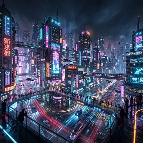 Futuristic Cyberpunk Cityscape at Night | Neon Skyscrapers