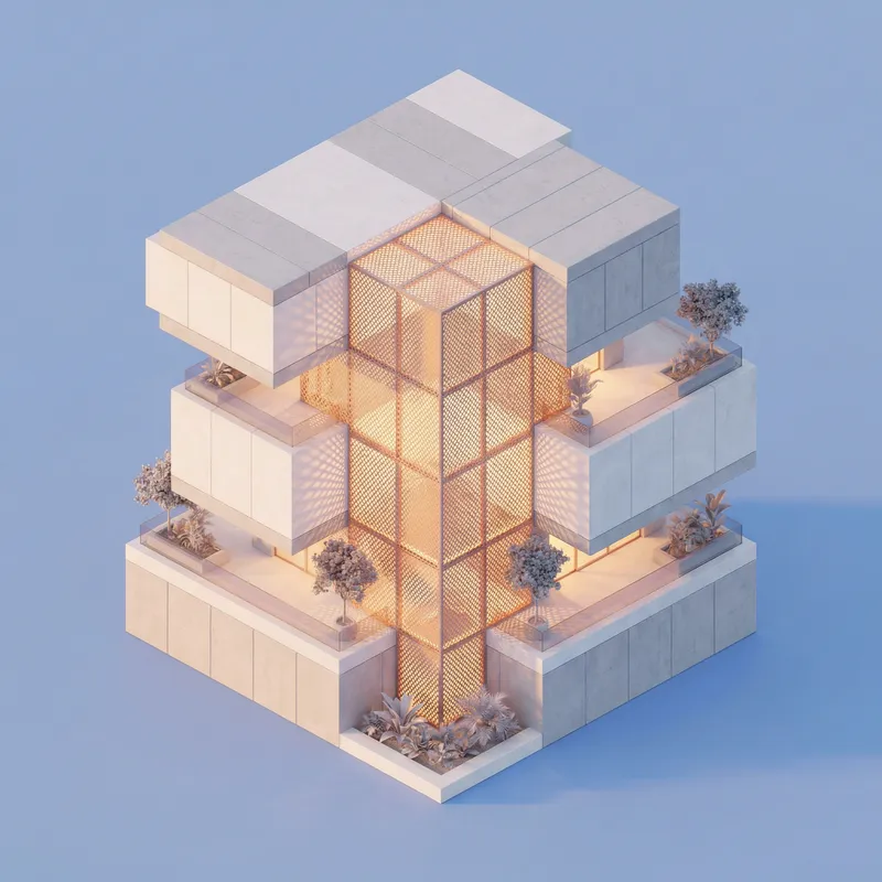 Radiant Three-Tiered Villa - Modern 3D Design