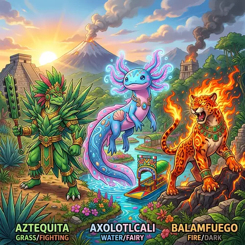 Mexican-Inspired Pokémon Trio: Plant, Water & Fire