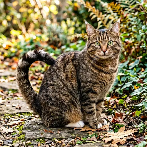 Brown Striped Cat with Green Eyes | Beautiful Feline Image