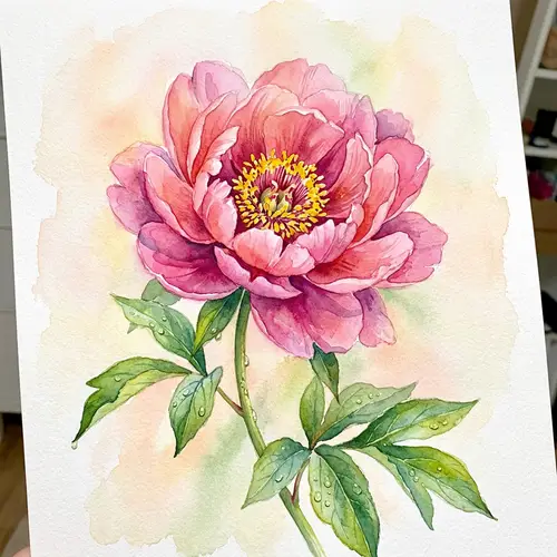 Elegant Watercolor Painting of Blooming Flower
