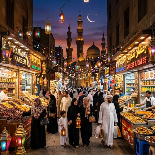 Celebrating Ramadan: A Vibrant Evening Cityscape