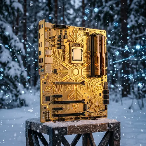 Luxurious Golden Motherboard in 4K Resolution