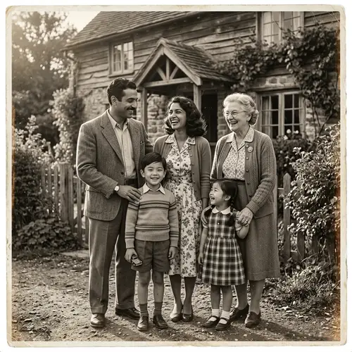 Vintage Family Portrait in 1950s Style