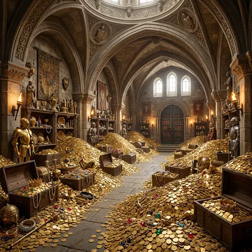 Explore a Luxurious Treasure Room Filled with Gold