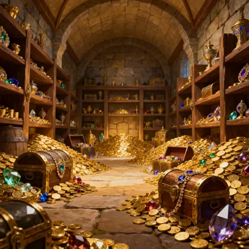 Explore a Luxurious Treasure Room Filled with Gold