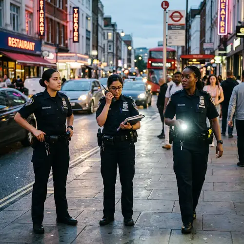 Diverse Female Police Officers on Duty - Urban Patrol Scene
