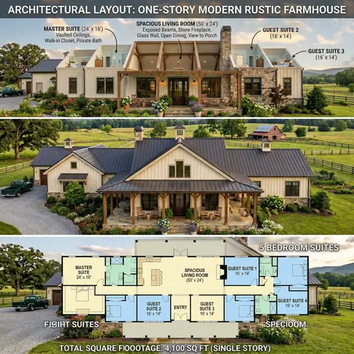 Farmhouse with 5 Bedrooms & Spacious Living Room