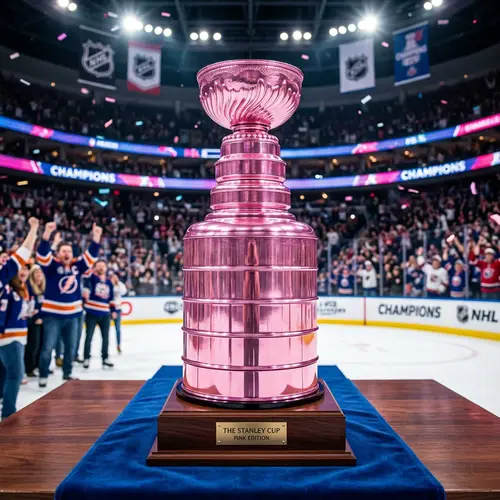 Pink Stanley Cup Trophy - Unique Twist on NHL Champions Award