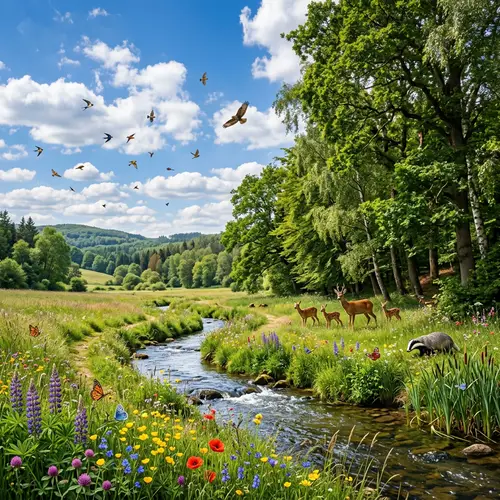 Serene Midsummer Landscape: Rich Biodiversity of Nature