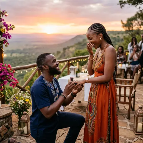 Romantic Proposal: African Couple Engagement Moment