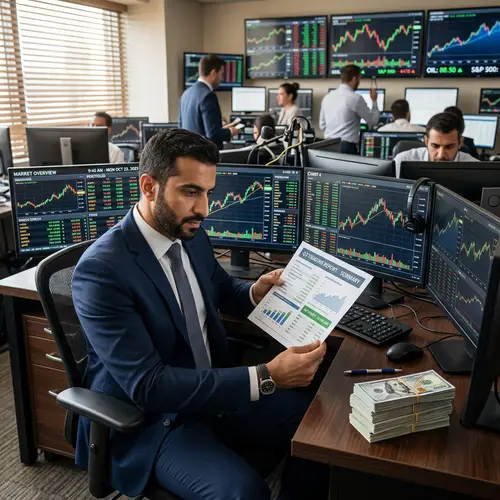 Middle Eastern Stock Trader Examining Profit Report