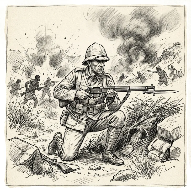 African Colonial Wars Art | Intense Conflict Illustration