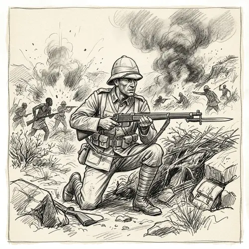 African Colonial Wars Illustration | Intense Conflict Scene