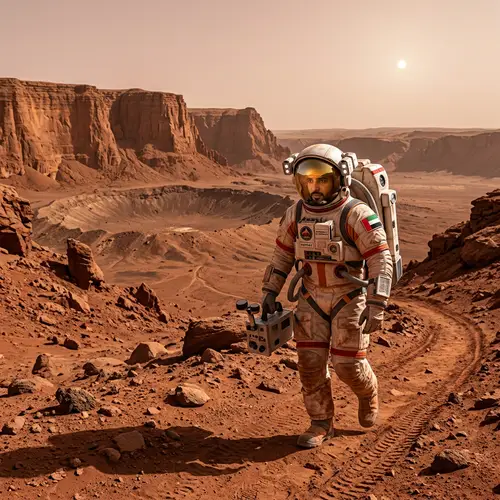 Middle-Eastern Male Astronaut Conquering Mars | Red Planet Exploration
