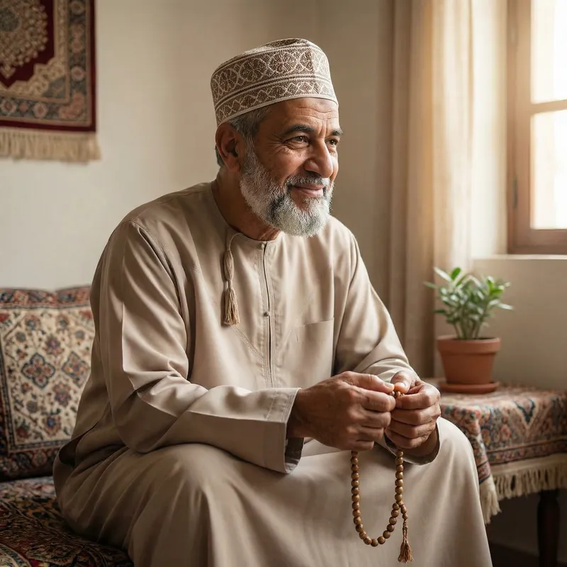 Muslim Man in Tranquil Setting Muslim Man in Tranquil Setting
